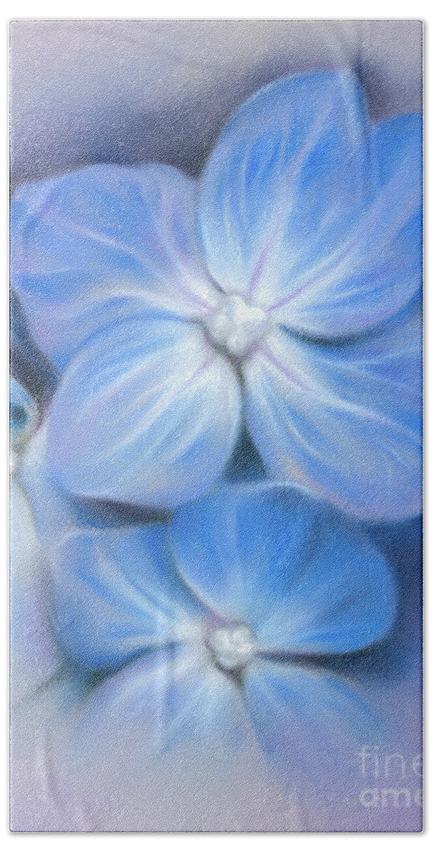 Botanical Hand Towel featuring the painting Blue Hydrangea by MM Anderson