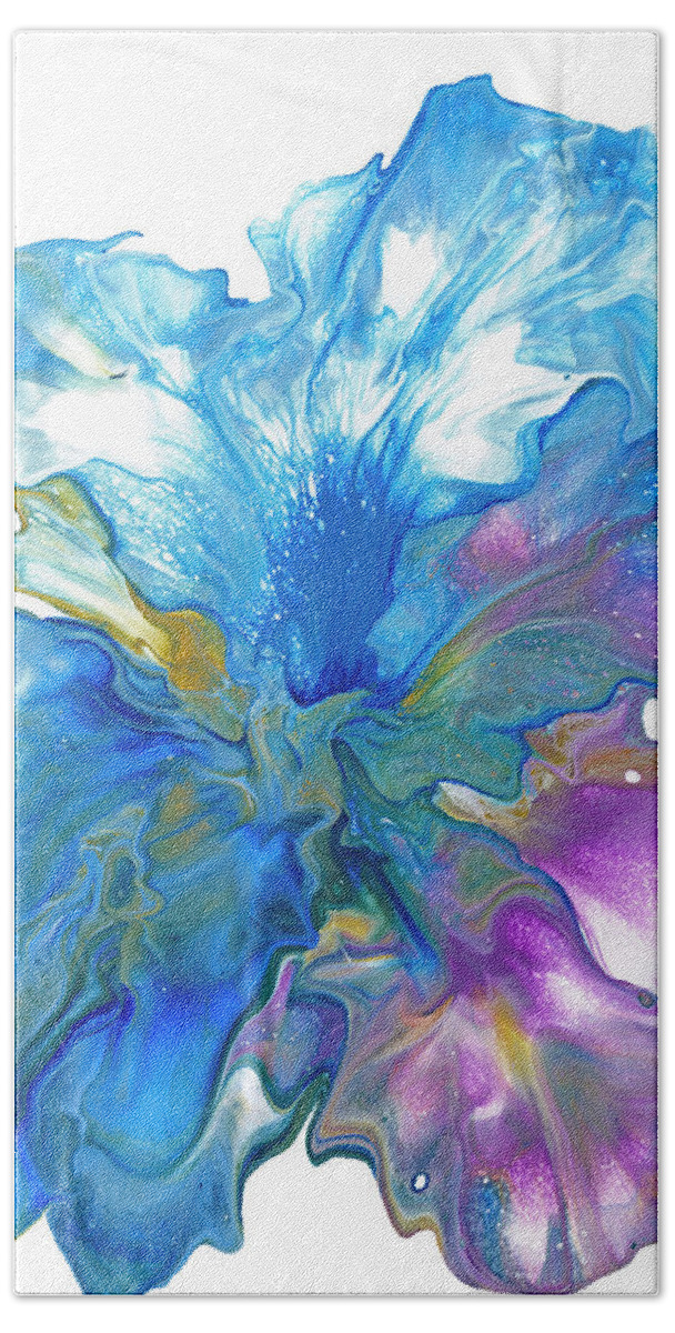 Flower Bath Towel featuring the painting Blue Iris by Darice Machel McGuire