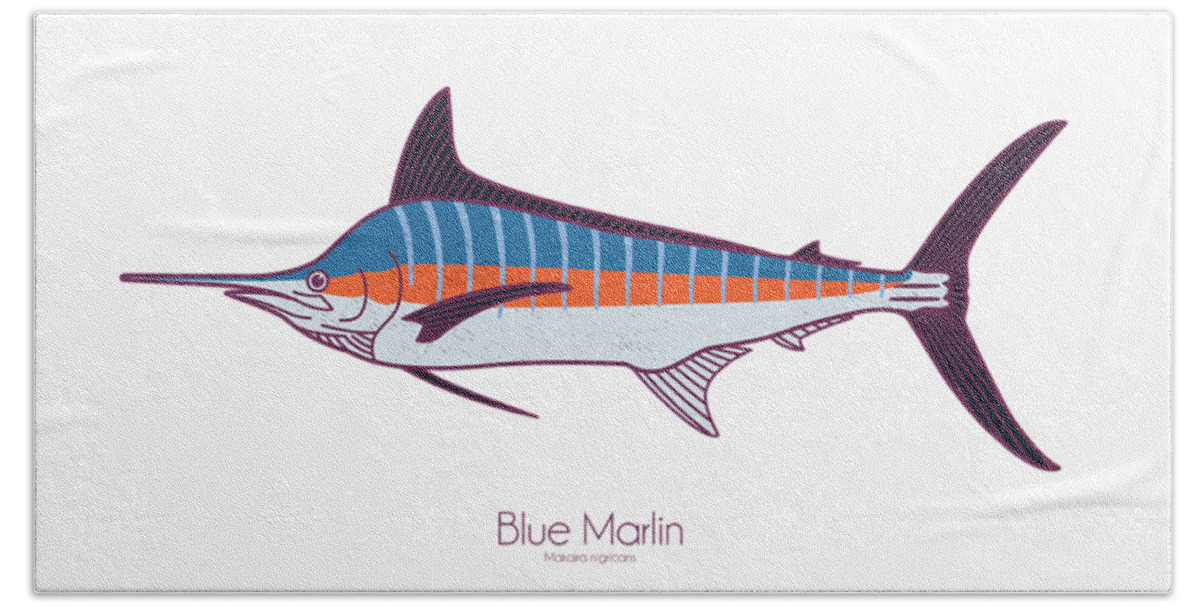 Blue Marlin Hand Towel featuring the digital art Blue Marlin by Kevin Putman