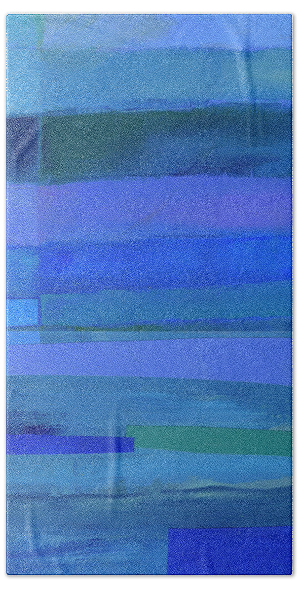 Abstract Art Hand Towel featuring the painting Blue Stripes #9 by Jane Davies