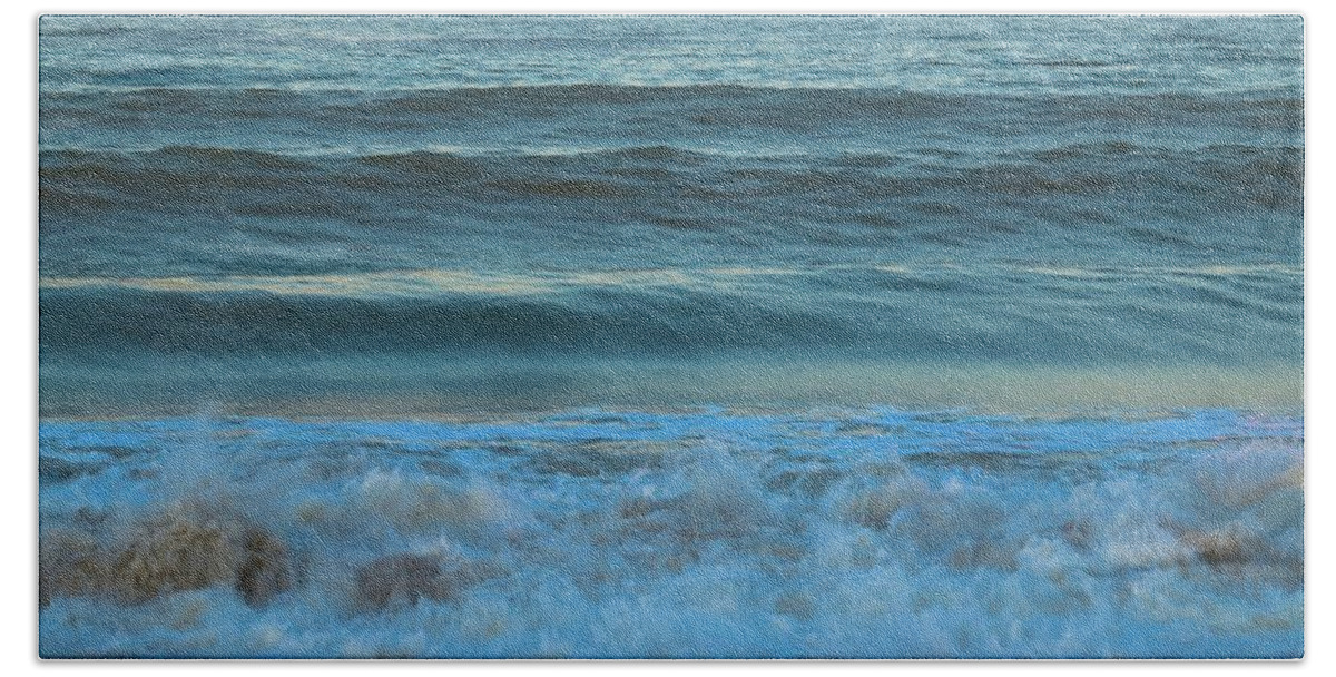 Blue Hand Towel featuring the photograph Blue Waves Roll by T Lynn Dodsworth