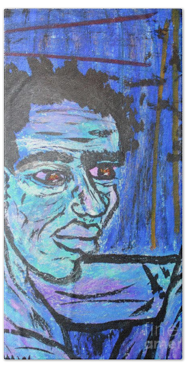 Acrylic Hand Towel featuring the painting Blues by Odalo Wasikhongo