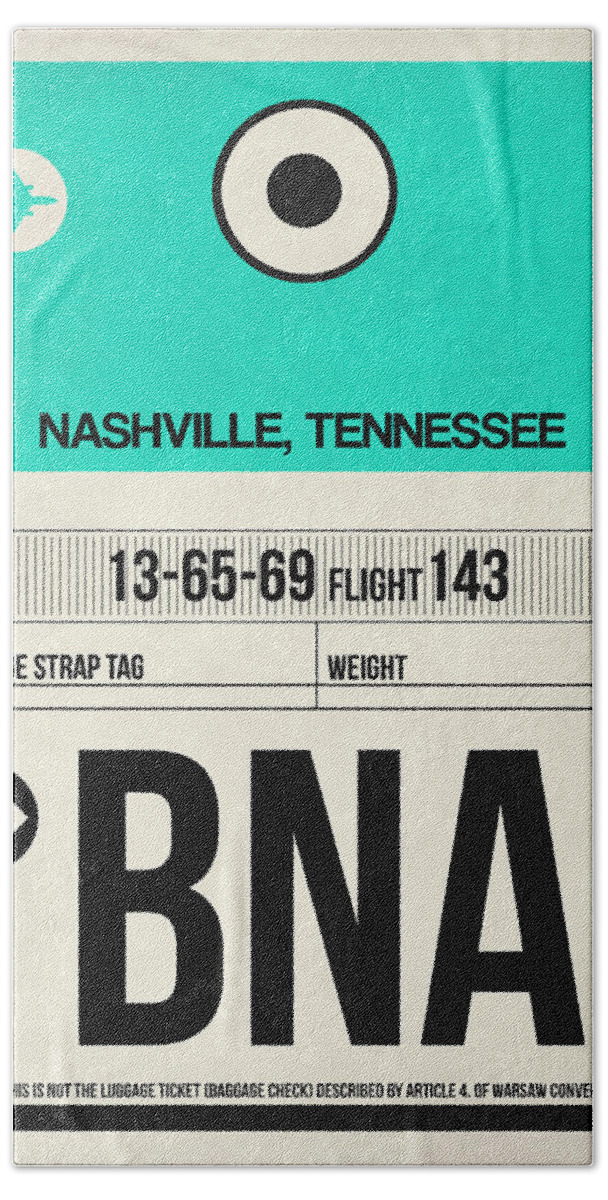 Vacation Hand Towel featuring the digital art BNA Nashville Luggage Tag II by Naxart Studio