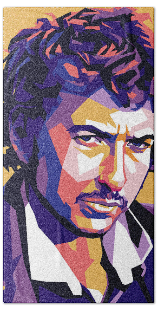 Bob Hand Towel featuring the digital art Bob Dylan by Movie World Posters