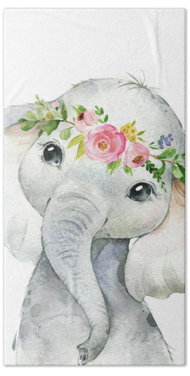 Elephant Bath Towel featuring the digital art Boho Elephant by Pink Forest Cafe