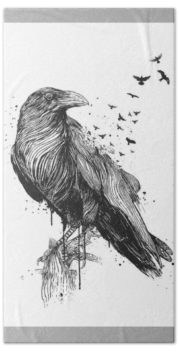 Bird Hand Towel featuring the drawing Born to be free by Balazs Solti
