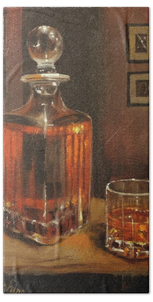 Bourbon Hand Towel featuring the painting Bourbon Break by Tom Shropshire