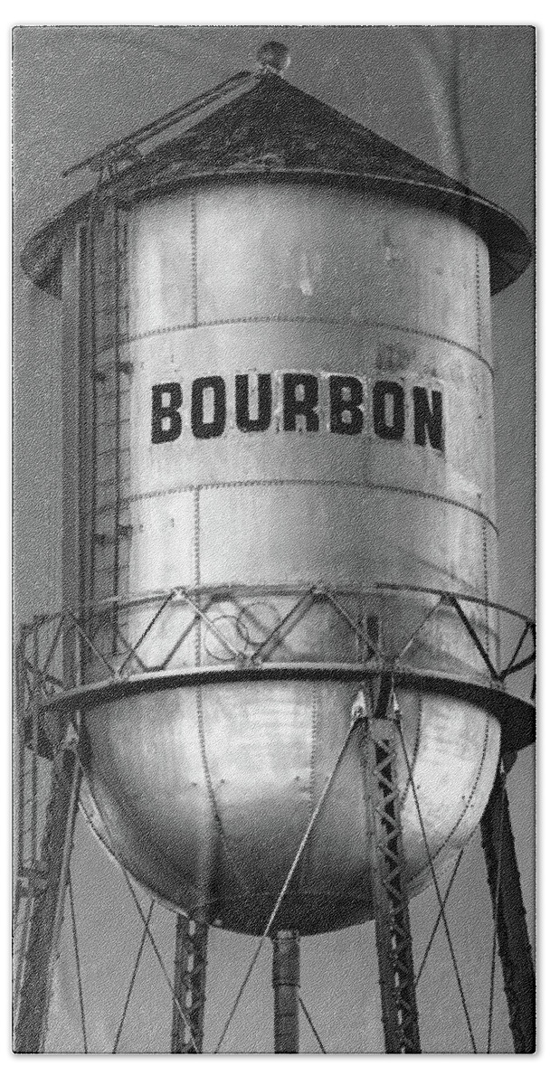 America Bath Towel featuring the photograph Bourbon Water Tower Architecture in Black and White by Gregory Ballos