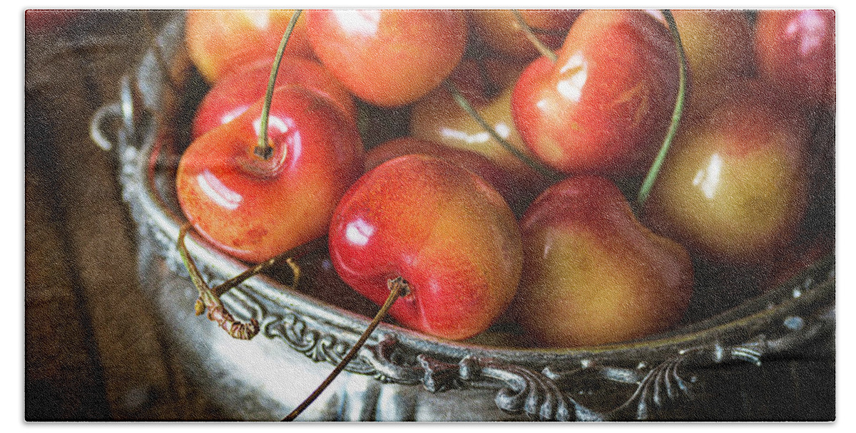 Cherries Bath Towel featuring the photograph Bowl of Cherries by Cindi Ressler