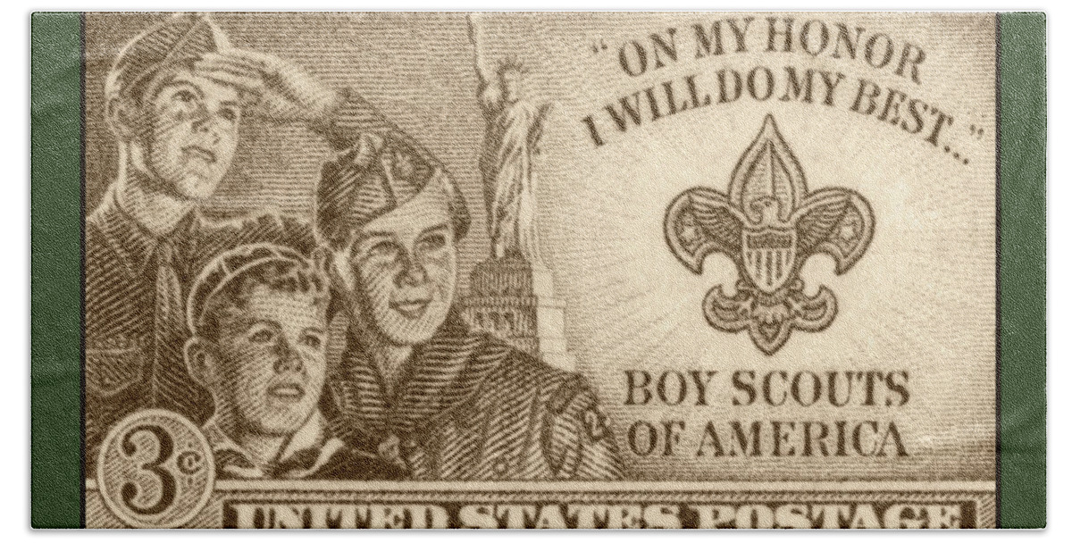 Post Office Hand Towel featuring the digital art Boy Scouts 1950 by Greg Joens