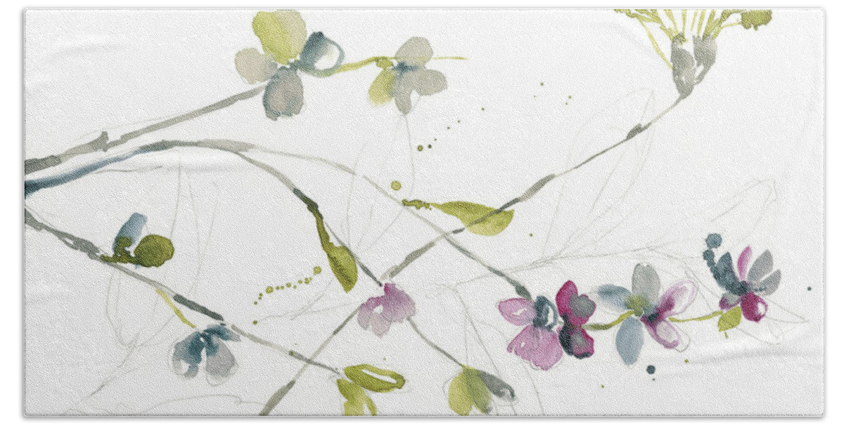 Botanical Hand Towel featuring the painting Branches & Blossoms I by Jennifer Goldberger