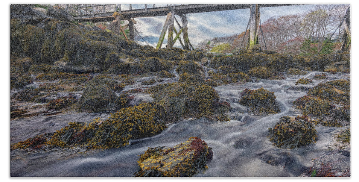 Bridge Bath Towel featuring the photograph Bridge Across Back Cove by Rick Berk