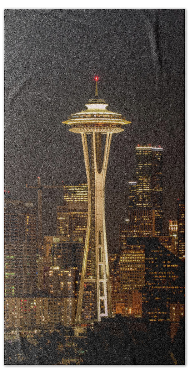 Seattle Hand Towel featuring the photograph Bright at Night.2 by E Faithe Lester