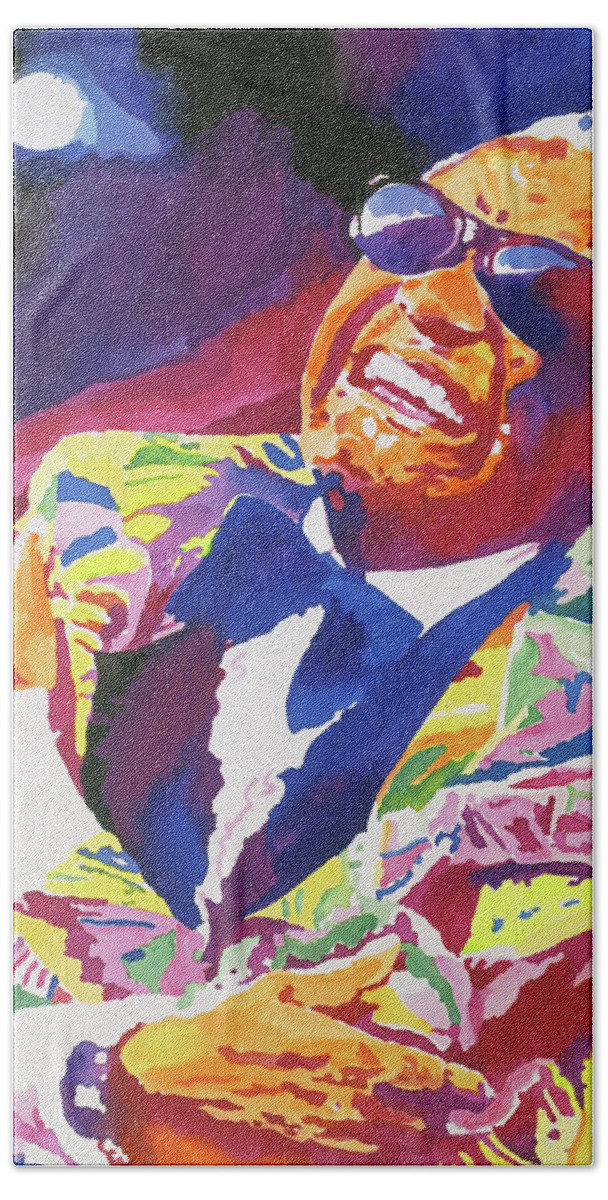 Ray Charles Bath Towel featuring the painting Brother Ray Charles by David Lloyd Glover