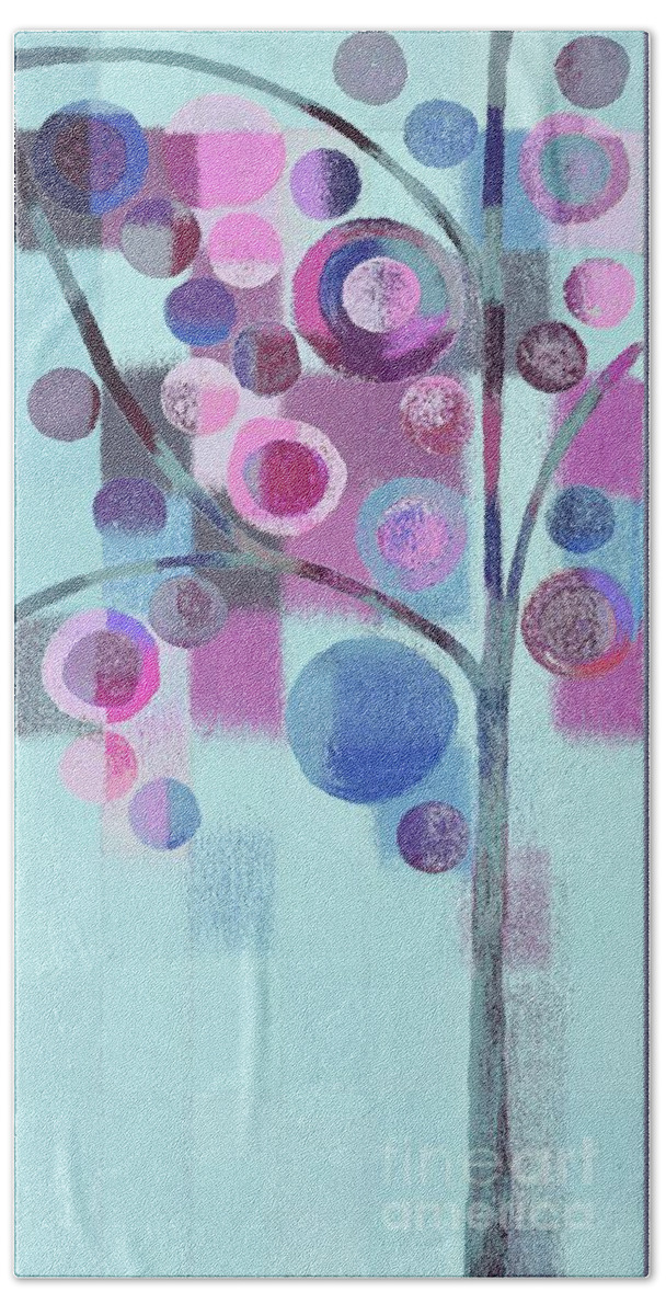 Abstract Bath Towel featuring the digital art Bubble Tree - 87cl3-j067039164a by Variance Collections