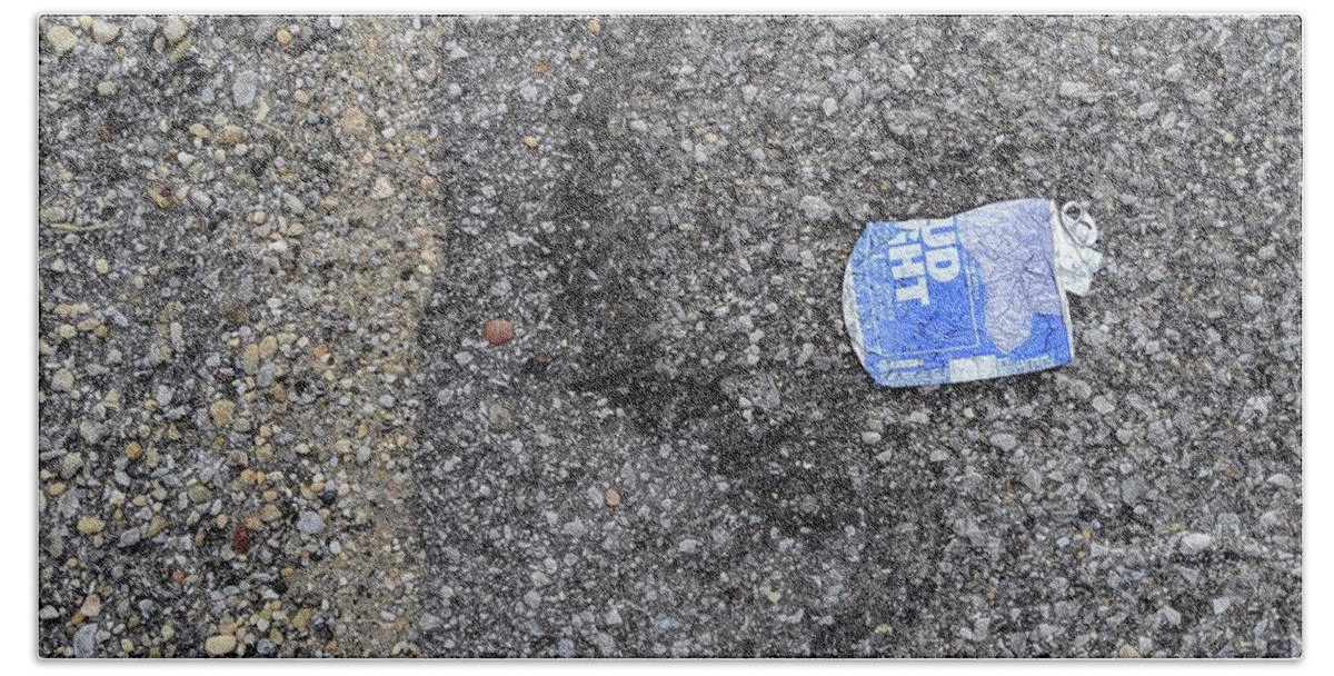 Budlitter Bath Towel featuring the photograph #BudLitter and Two Types of Asphalt Aggregate by Jeremy Butler
