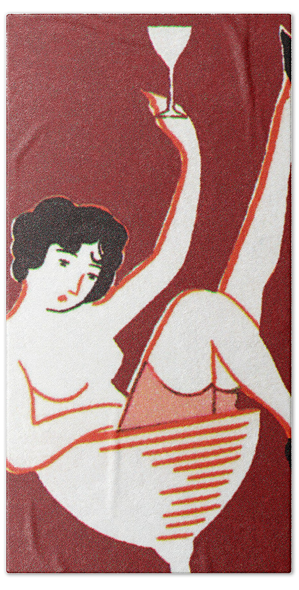 Activity Bath Towel featuring the drawing Burlesque dancer in glass by CSA Images