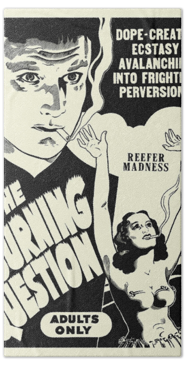 Drugs Bath Towel featuring the painting Burning Question - Reefer Madness by Motion Picture Ventures
