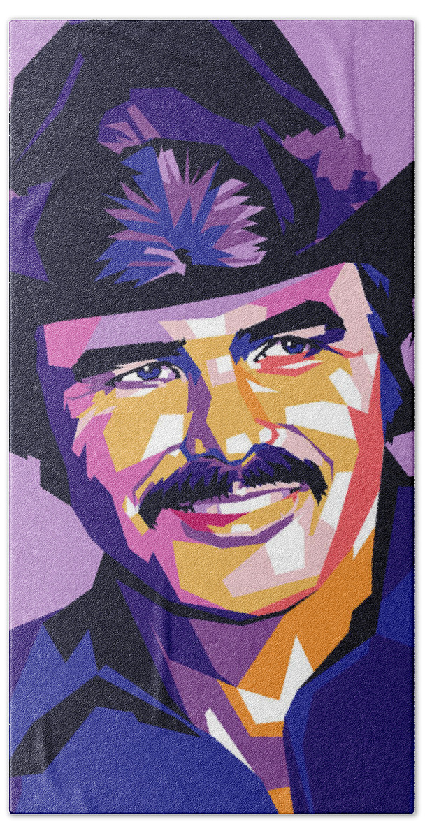 Bio Hand Towel featuring the digital art Burt Reynolds -b1 by Movie World Posters