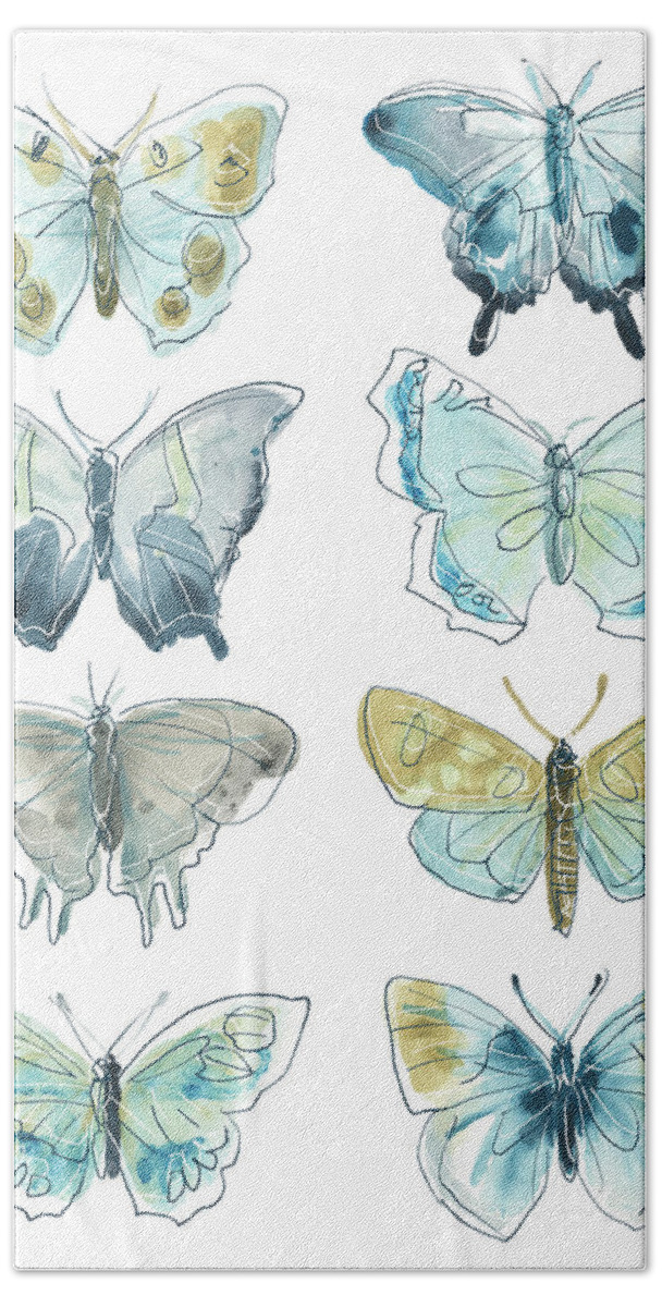 Animals & Nature+butterflies & Bees Hand Towel featuring the painting Butterfly Blues I by June Erica Vess