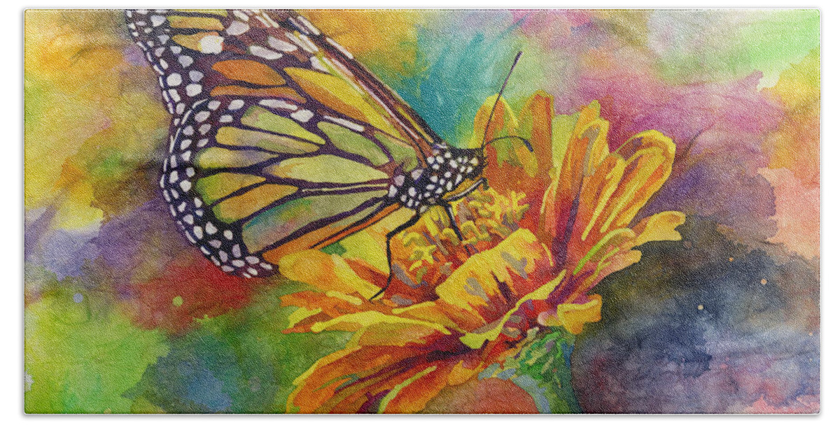 Butterfly Bath Sheet featuring the painting Butterfly Kiss by Hailey E Herrera