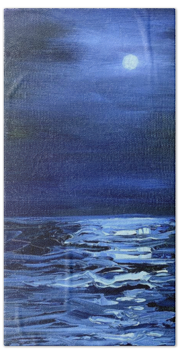 Moonlight Bath Towel featuring the painting By the Light of the Moon by Melissa Torres