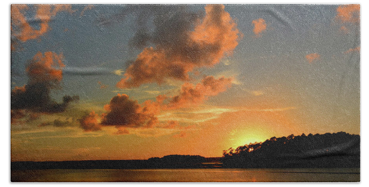 Sunset Bath Towel featuring the photograph Calibogue Sound Sunset by Jerry Griffin