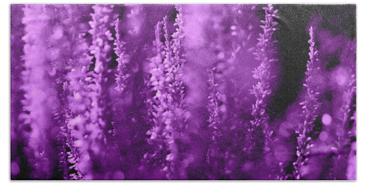 Calluna Hand Towel featuring the photograph Calluna Vulgaris Harmony In Purple by Johanna Hurmerinta