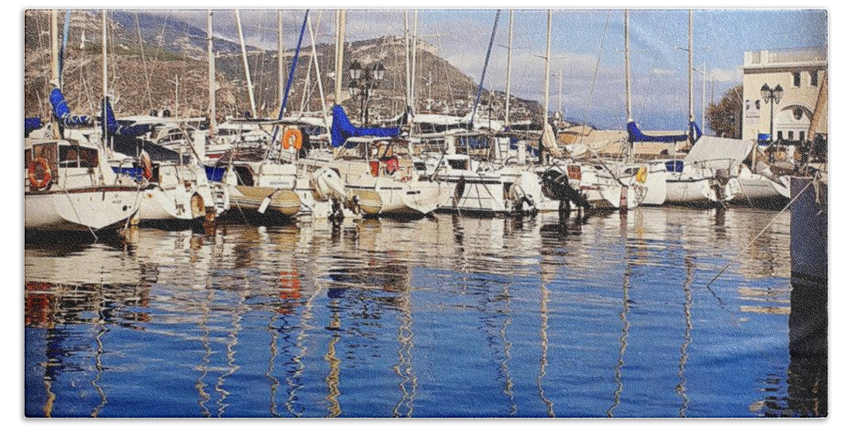 Clouds Bath Towel featuring the photograph Cap Ferrat Reflections by Andrea Whitaker