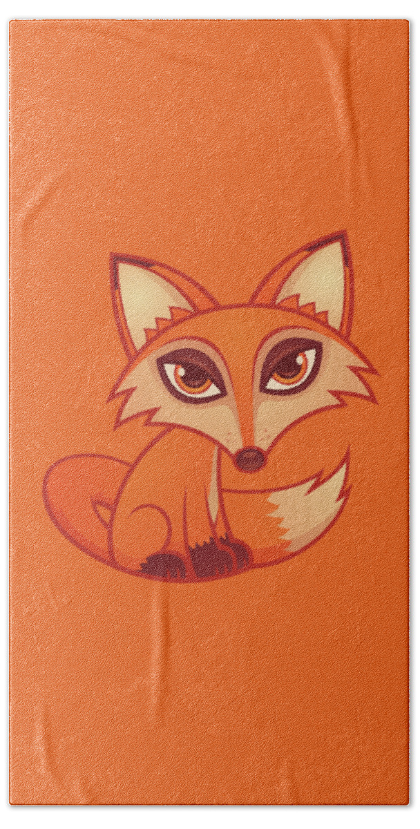 Animal Hand Towel featuring the digital art Cartoon Red Fox by John Schwegel