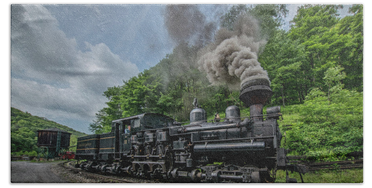 Railroad Bath Towel featuring the photograph Cass Scenic Railroad Shay #11 by Jim Pearson