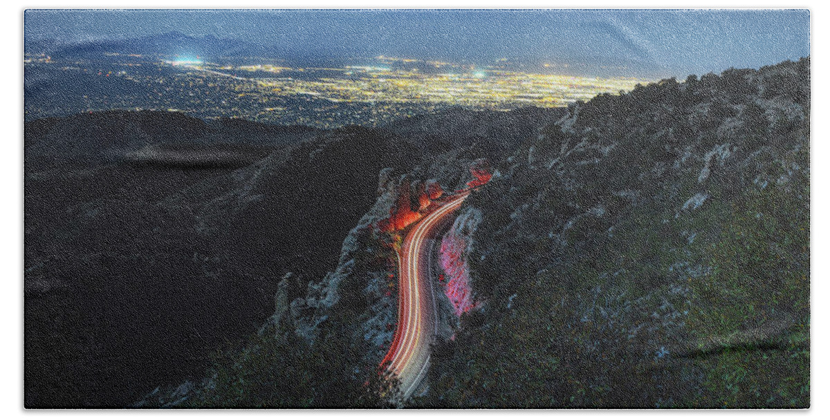 Tucson Bath Towel featuring the photograph Catalina Highway Moonlight by Chance Kafka