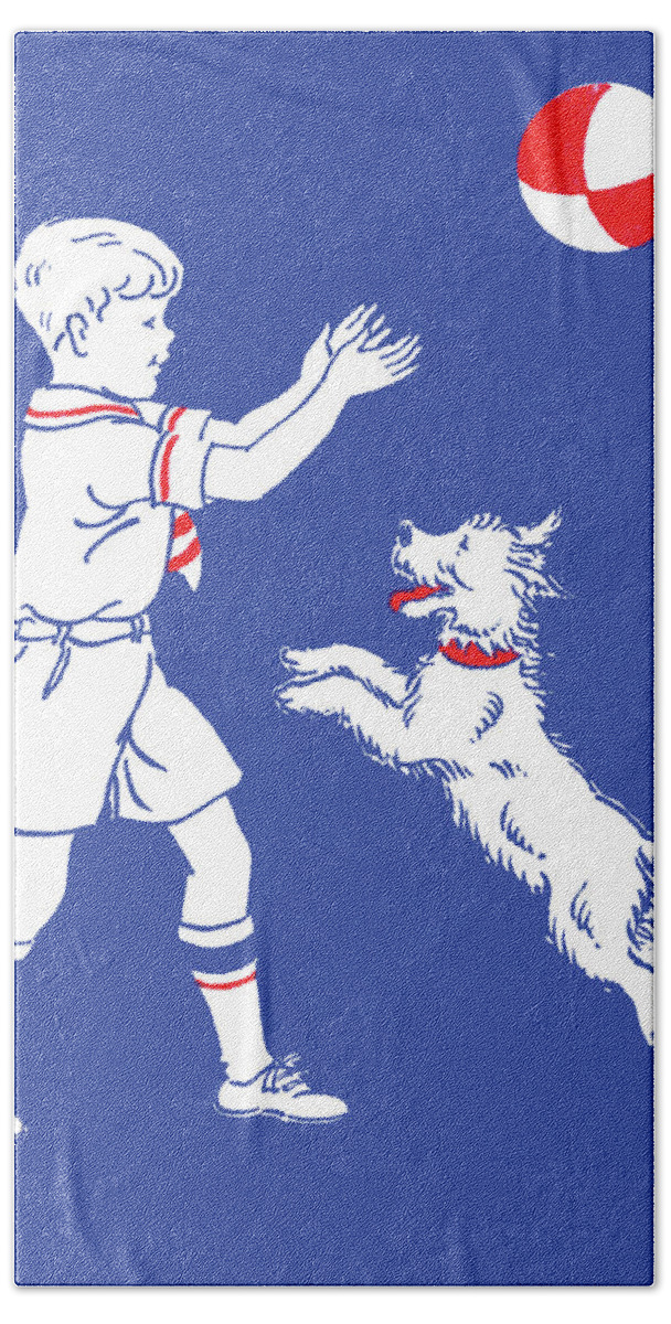 Ball Bath Towel featuring the painting Catch the Ball by Julia Letheld Hahn