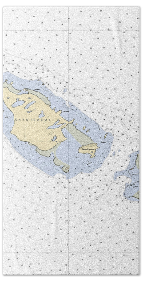 Caya Icacos Hand Towel featuring the mixed media Caya Icacos-puerto Rico Nautical Chart by Bret Johnstad