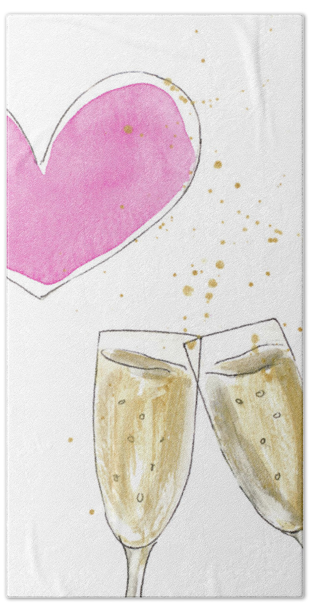 Champagne Hand Towel featuring the mixed media Champagne Heart by Lanie Loreth