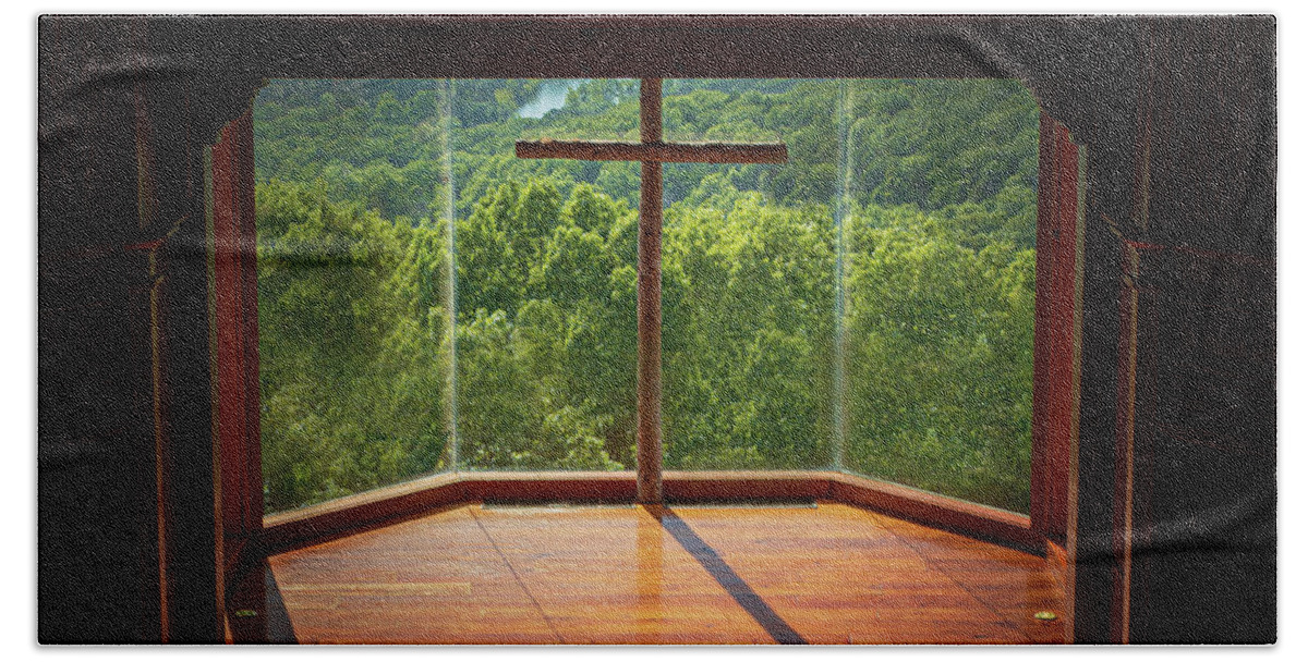 Chapel Hand Towel featuring the photograph Chapel Interior Top of the Rock by Allin Sorenson