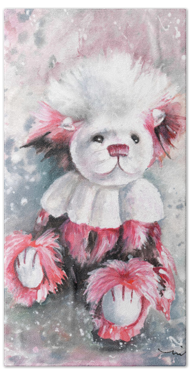 Teddy Bath Towel featuring the painting Charlie Bear Coconut Ice by Miki De Goodaboom