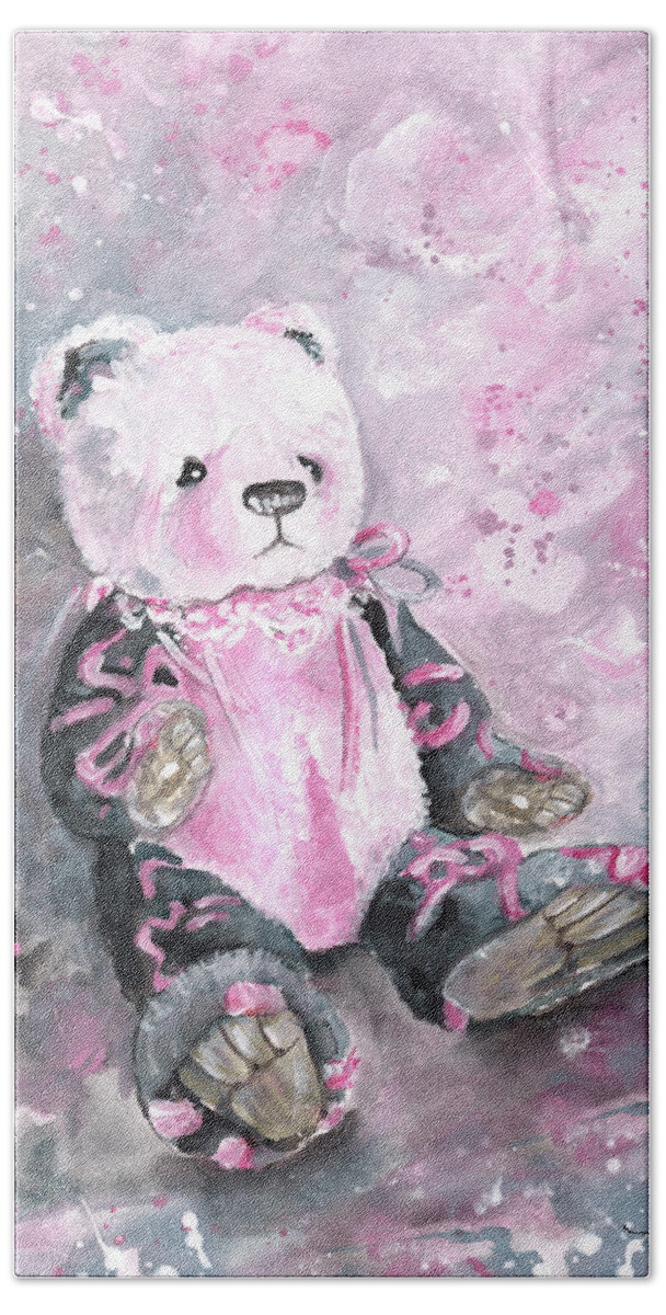 Teddy Bath Towel featuring the painting Charlie Bear Sylvia by Miki De Goodaboom