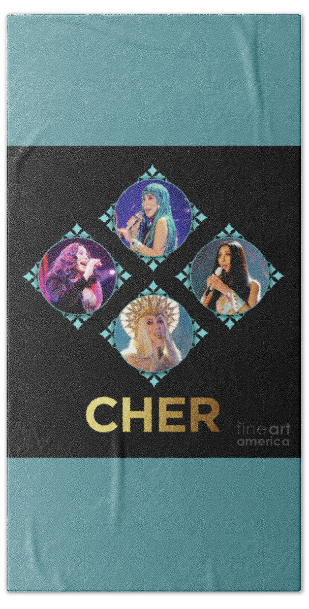 Cher Bath Towel featuring the digital art Cher - Blue Diamonds by Cher Style