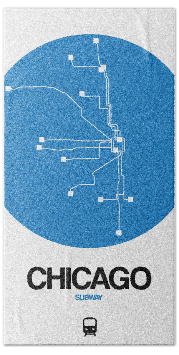 Chicago Hand Towel featuring the digital art Chicago Blue Subway Map by Naxart Studio