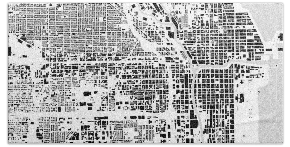 City Hand Towel featuring the digital art Chicago building map by Christian Pauschert