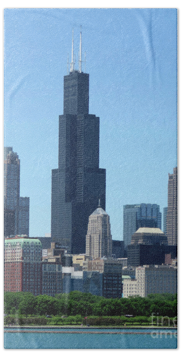 Chicago Hand Towel featuring the photograph Chicago Skyline by Mary Mikawoz