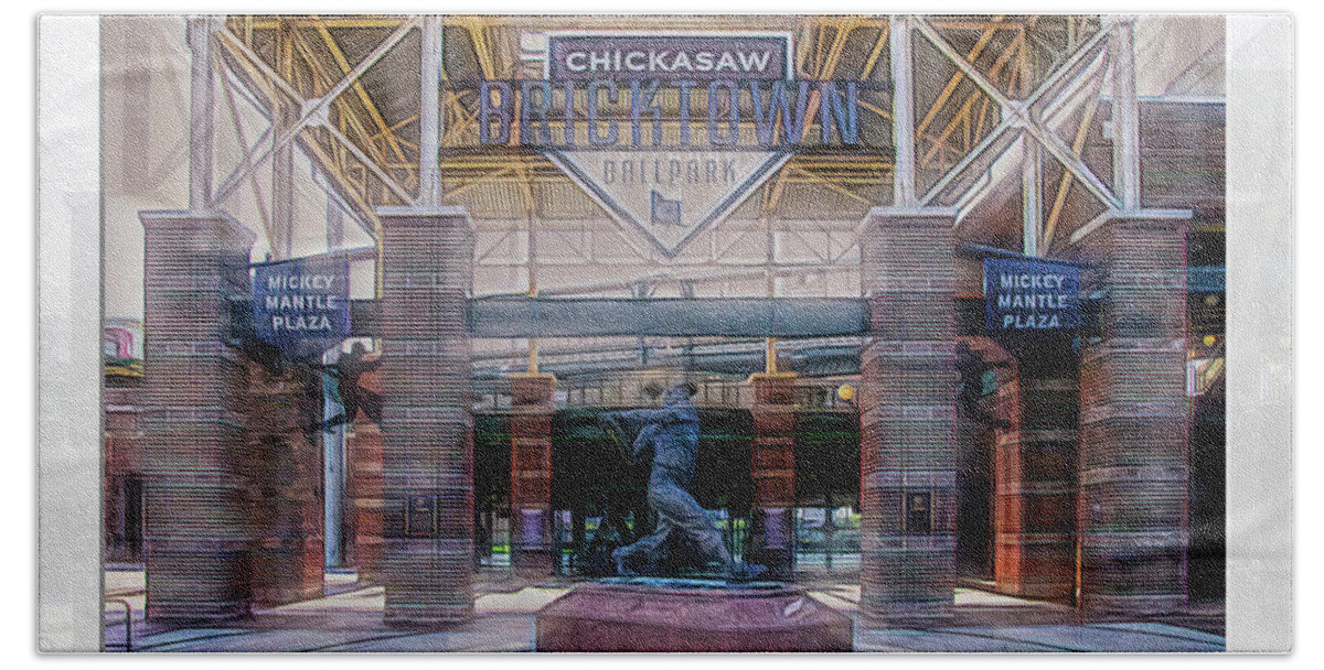 Dodgers Bath Towel featuring the photograph Chickasaw Ballpark - Bricktown - O K C by Debra Martz