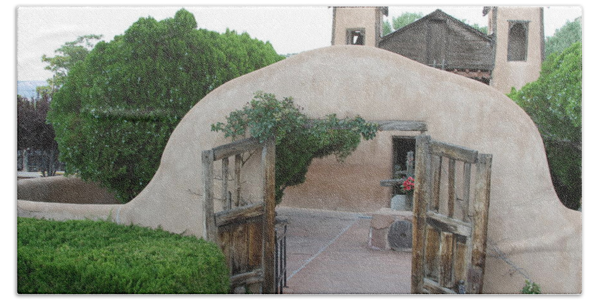 Chimayo Bath Towel featuring the photograph Chimayo Church by Heather Ormsby