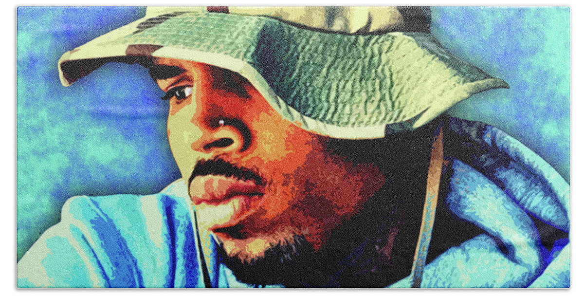 Portraits Hand Towel featuring the digital art Chris Brown by Walter Neal