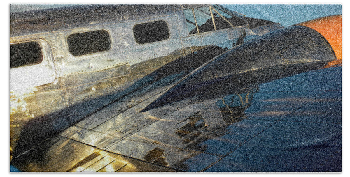Vintage Airplane Hand Towel featuring the photograph Chrome Flyer by Neil Pankler