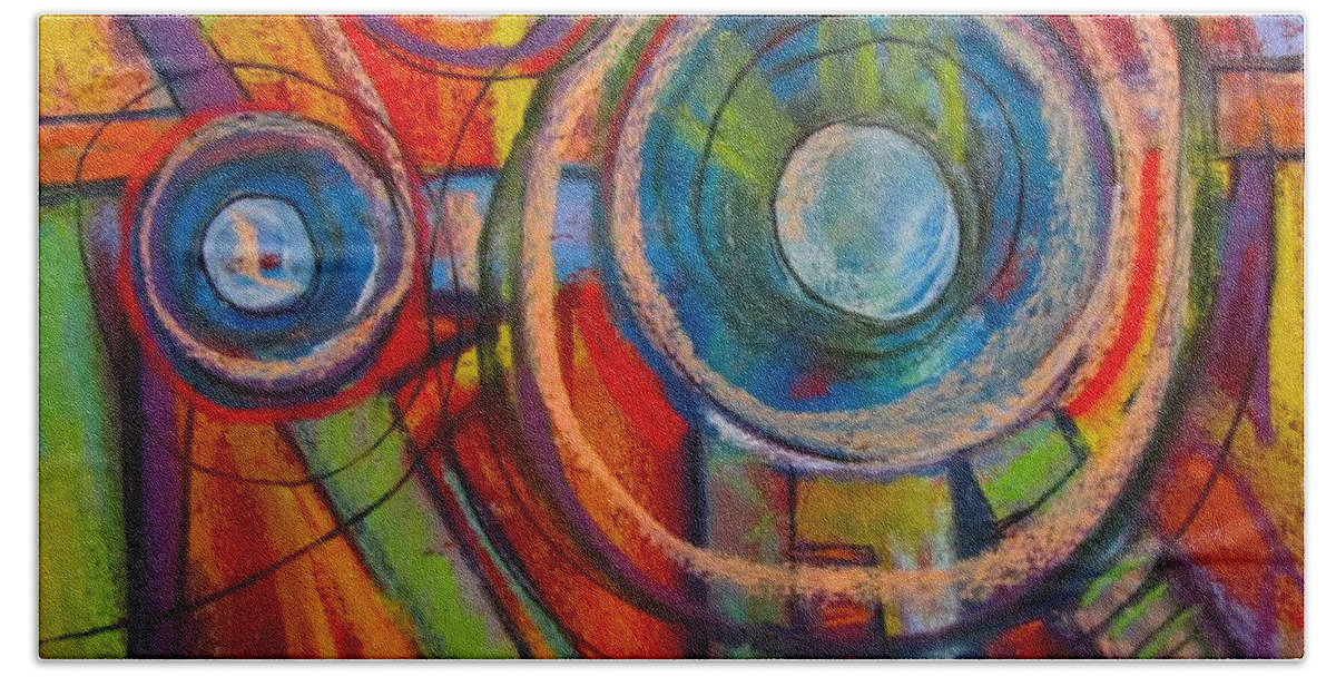 Abstract Bath Towel featuring the pastel Circles in pastel by Barbara O'Toole