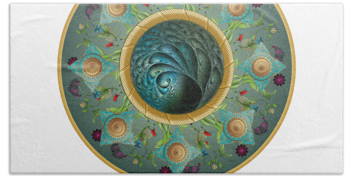 Mandala Hand Towel featuring the digital art Circumplexical No 3729 by Alan Bennington