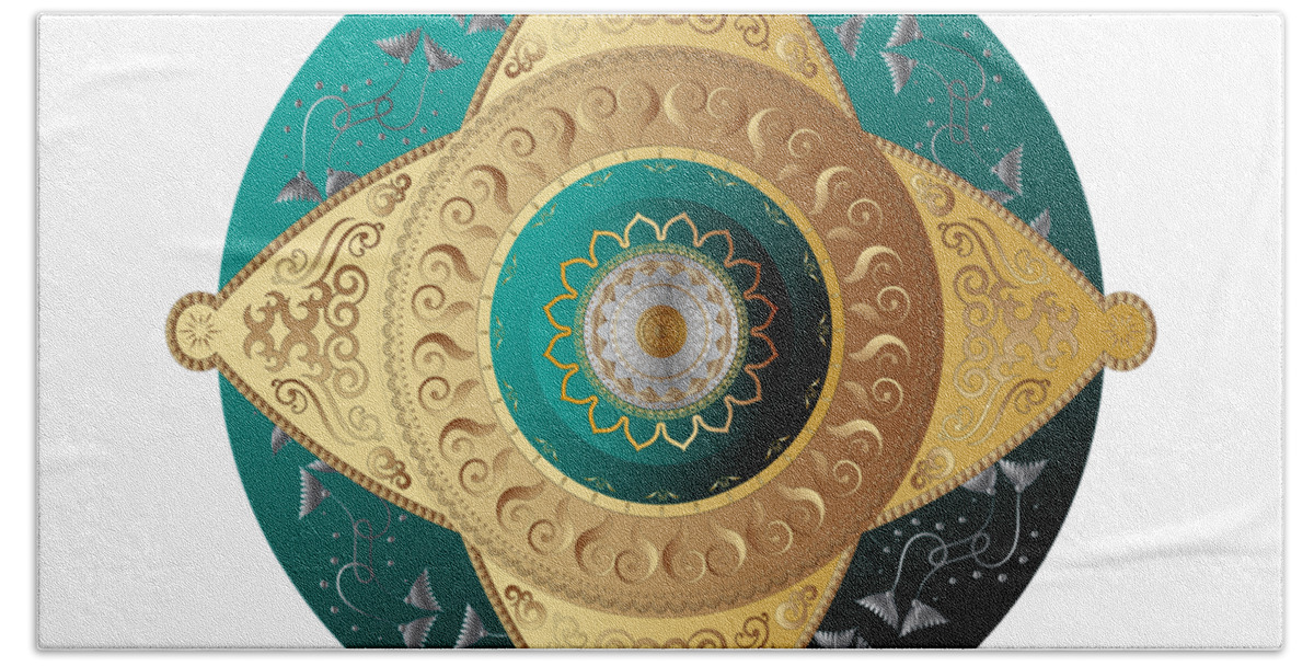 Mandala Hand Towel featuring the digital art Circumplexical No 4064 by Alan Bennington