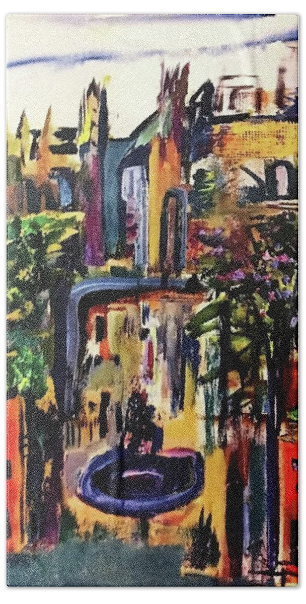 City Bath Towel featuring the painting City Arches by Tommy McDonell